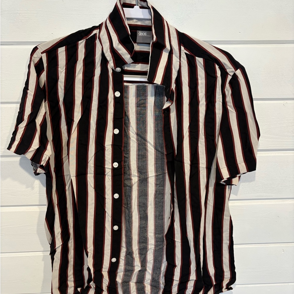 ASOS Black and White Striped Casual Button Down Shirt
